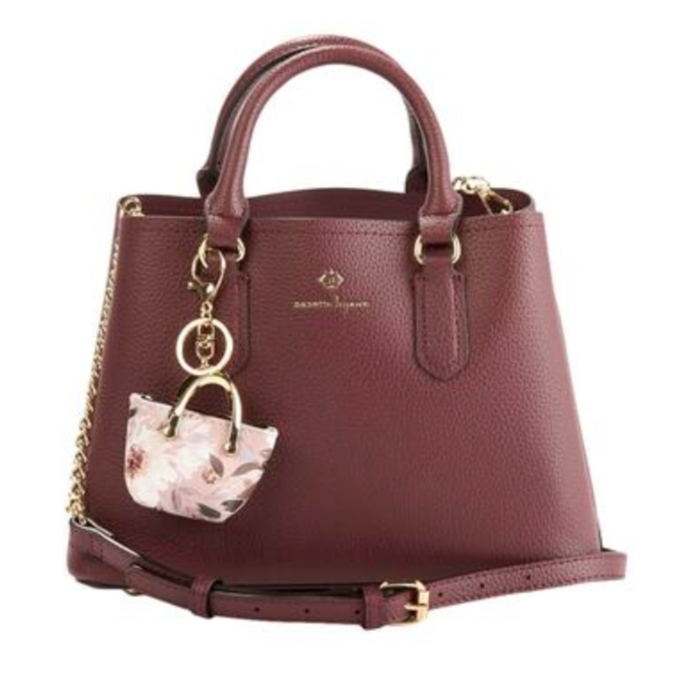 Nanette Lepore Burgundy 2 Zipper Cross Shoulder Purse